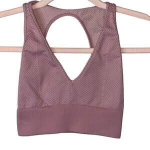 Free People Movement Rewind Sports Bra Mauve Ribbed Cutout XS/S